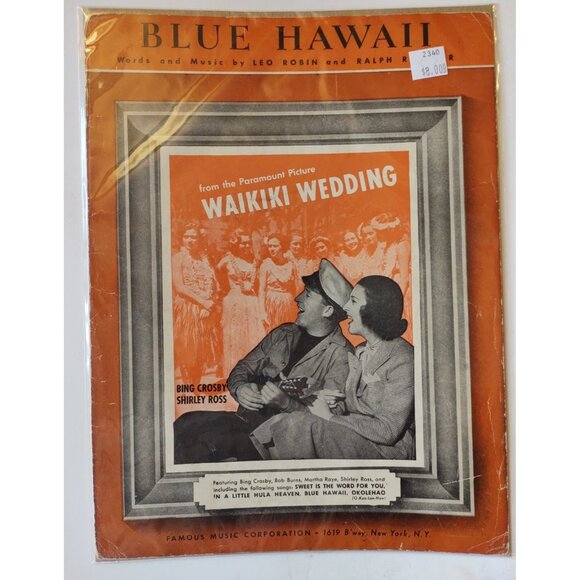 Blue Hawaii Bing Crosby Shirley Ross 1937 Waikiki Wedding Vintage Sheet - Picture 1 of 3